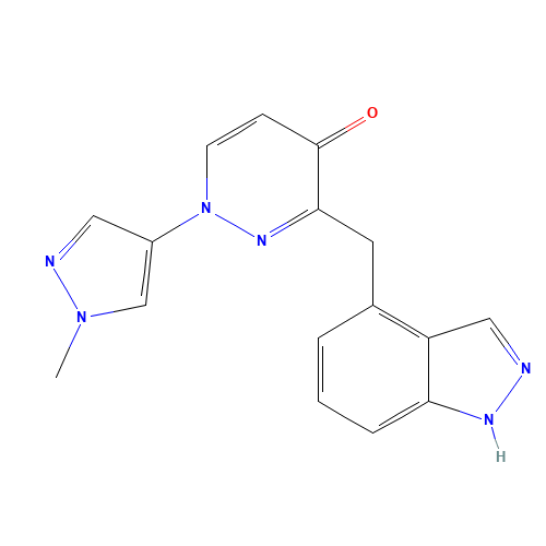3-(1H-indazol-4-ylmethyl)-1-(1-methylpyrazol-4-yl)pyridazin-4-one (CAS: 1314381-07-1) - Chemical Structure and Molecular Formula 