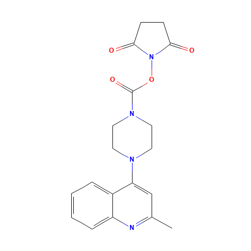 (2,5-dioxopyrrolidin-1-yl) 4-(2-methylquinolin-4-yl)piperazine-1-carboxylate (CAS: 1460027-91-1) - Chemical Structure and Molecular Formula 