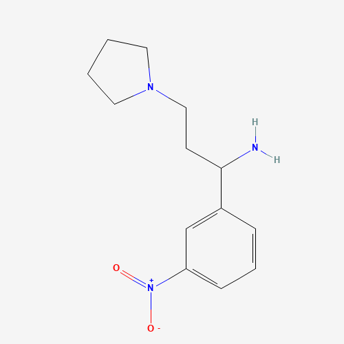 1-(3-nitrophenyl)-3-pyrrolidin-1-ylpropan-1-amine (CAS: 1240480-03-8) - Chemical Structure and Molecular Formula 