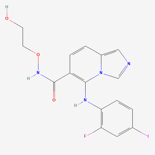 5-(2-fluoro-4-iodoanilino)-N-(2-hydroxyethoxy)imidazo[1,5-a]pyridine-6-carboxamide (CAS: 1168091-68-6) - Chemical Structure and Molecular Formula 