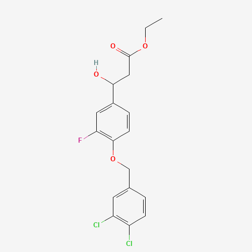 ethyl 3-[4-[(3,4-dichlorophenyl)methoxy]-3-fluorophenyl]-3-hydroxypropanoate (CAS: 1202577-52-3) - Chemical Structure and Molecular Formula 