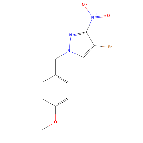 4-bromo-1-[(4-methoxyphenyl)methyl]-5-nitropyrazole (CAS: 1455366-34-3) - Chemical Structure and Molecular Formula 