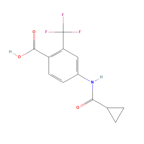 4-(cyclopropanecarbonylamino)-2-(trifluoromethyl)benzoic acid (CAS: 1314406-50-2) - Chemical Structure and Molecular Formula 