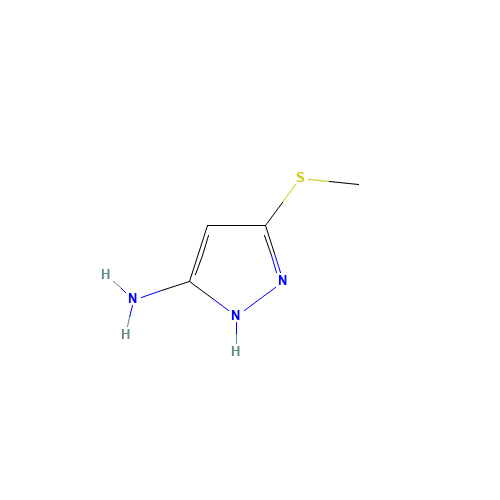 3-methylsulfanyl-1H-pyrazol-5-amine (CAS: 117736-74-0) - Chemical Structure and Molecular Formula 