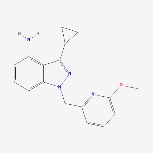 3-cyclopropyl-1-[(6-methoxypyridin-2-yl)methyl]indazol-4-amine (CAS: 1527518-36-0) - Chemical Structure and Molecular Formula 