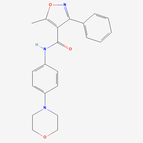 5-methyl-N-(4-morpholin-4-ylphenyl)-3-phenyl-1,2-oxazole-4-carboxamide (CAS: 216984-51-9) - Chemical Structure and Molecular Formula 