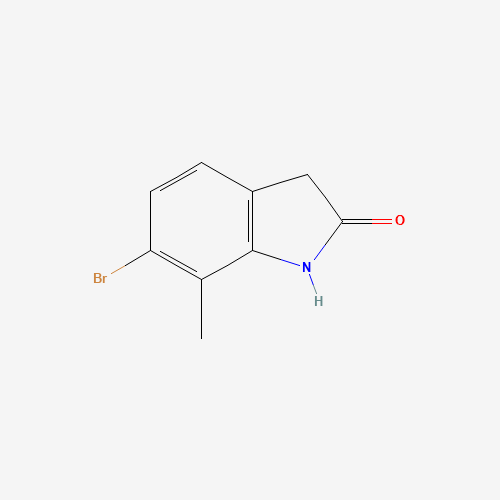 6-bromo-7-methyl-1,3-dihydroindol-2-one (CAS: 1260830-11-2) - Chemical Structure and Molecular Formula 