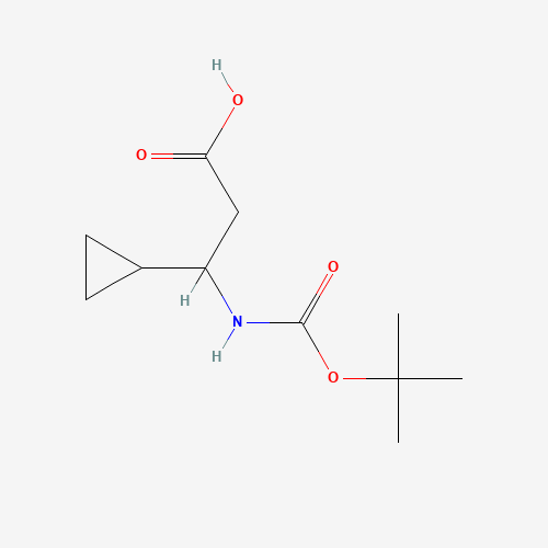 3-cyclopropyl-3-[(2-methylpropan-2-yl)oxycarbonylamino]propanoic acid (CAS: 683218-80-6) - Chemical Structure and Molecular Formula 