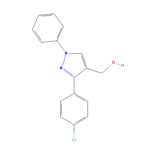 [3-(4-chlorophenyl)-1-phenylpyrazol-4-yl]methanol (CAS: 36640-39-8) - Chemical Structure and Molecular Formula 