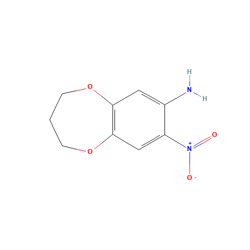 7-nitro-3,4-dihydro-2H-1,5-benzodioxepin-8-amine (CAS: 81864-62-2) - Chemical Structure and Molecular Formula 