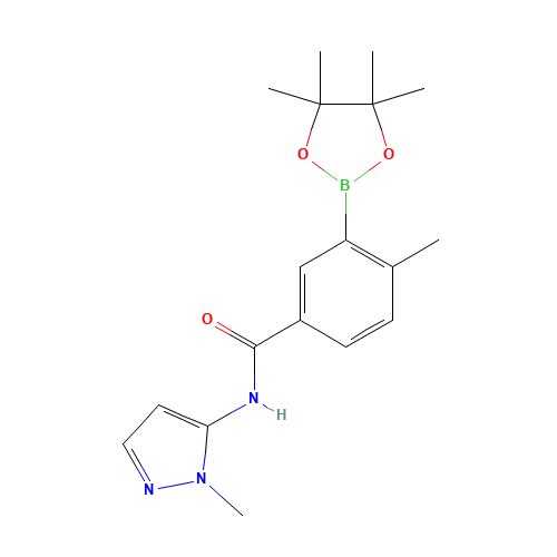 4-methyl-N-(2-methylpyrazol-3-yl)-3-(4,4,5,5-tetramethyl-1,3,2-dioxaborolan-2-yl)benzamide (CAS: 1011460-39-1) - Chemical Structure and Molecular Formula 