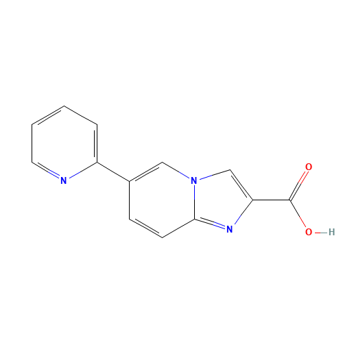 6-pyridin-2-ylimidazo[1,2-a]pyridine-2-carboxylic acid (CAS: 1167626-08-5) - Chemical Structure and Molecular Formula 