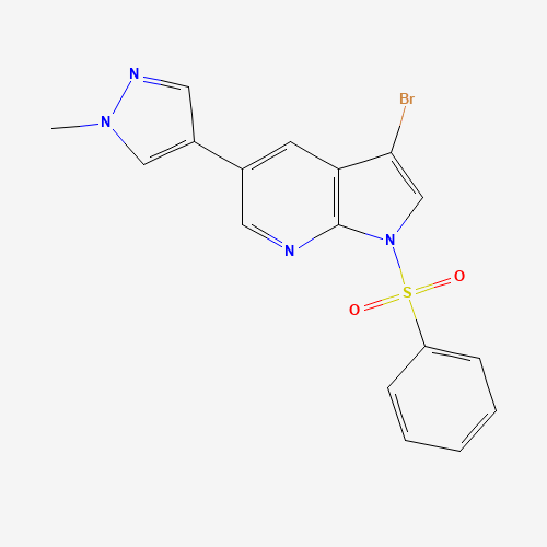 1-(benzenesulfonyl)-3-bromo-5-(1-methylpyrazol-4-yl)pyrrolo[2,3-b]pyridine (CAS: 1147998-20-6) - Chemical Structure and Molecular Formula 