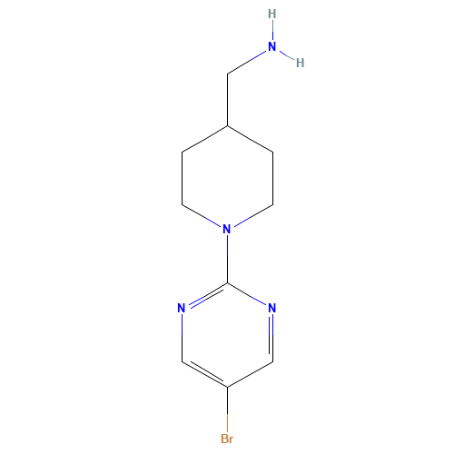 [1-(5-bromopyrimidin-2-yl)piperidin-4-yl]methanamine (CAS: 1093395-79-9) - Chemical Structure and Molecular Formula 