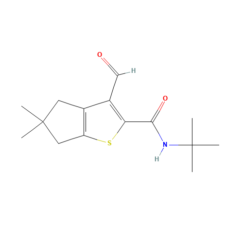 N-tert-butyl-3-formyl-5,5-dimethyl-4,6-dihydrocyclopenta[b]thiophene-2-carboxamide (CAS: 1433990-56-7) - Chemical Structure and Molecular Formula 