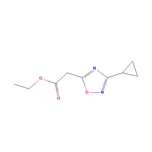 ethyl 2-(3-cyclopropyl-1,2,4-oxadiazol-5-yl)acetate (CAS: 133407-42-8) - Chemical Structure and Molecular Formula 