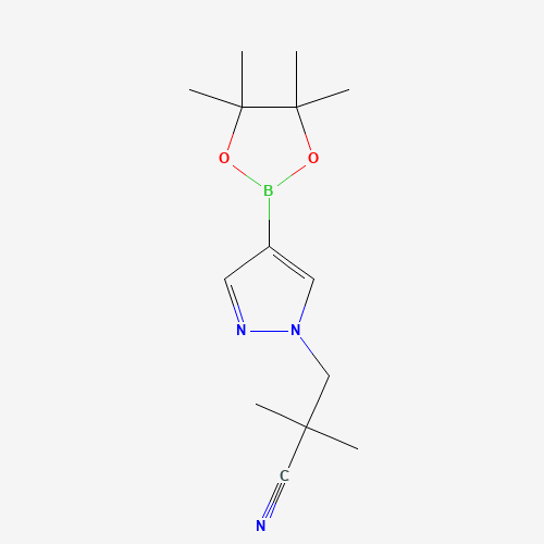 2,2-dimethyl-3-[4-(4,4,5,5-tetramethyl-1,3,2-dioxaborolan-2-yl)pyrazol-1-yl]propanenitrile (CAS: 1488389-06-5) - Chemical Structure and Molecular Formula 