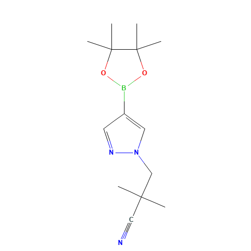 2,2-dimethyl-3-[4-(4,4,5,5-tetramethyl-1,3,2-dioxaborolan-2-yl)pyrazol-1-yl]propanenitrile (CAS: 1488389-06-5) - Related Chemical Product