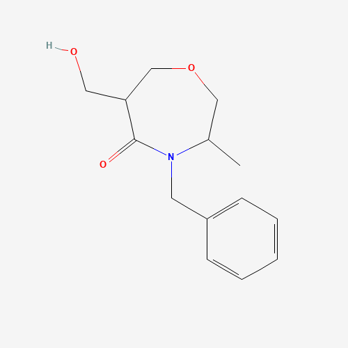 4-benzyl-6-(hydroxymethyl)-3-methyl-1,4-oxazepan-5-one (CAS: 1224374-26-8) - Chemical Structure and Molecular Formula 
