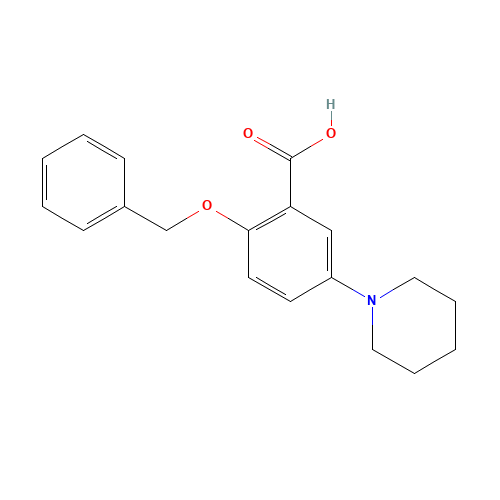 2-phenylmethoxy-5-piperidin-1-ylbenzoic acid (CAS: 1237518-28-3) - Chemical Structure and Molecular Formula 