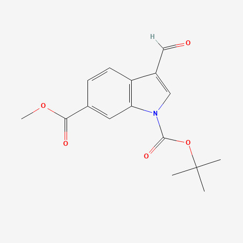 1-O-tert-butyl 6-O-methyl 3-formylindole-1,6-dicarboxylate (CAS: 850374-95-7) - Chemical Structure and Molecular Formula 