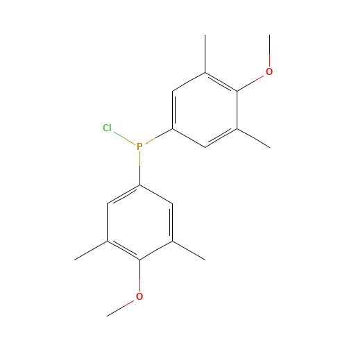 chloro-bis(4-methoxy-3,5-dimethylphenyl)phosphane (CAS: 136802-85-2) - Chemical Structure and Molecular Formula 
