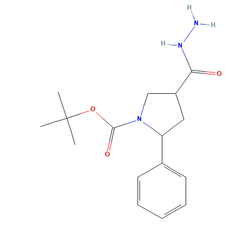 tert-butyl 4-(hydrazinecarbonyl)-2-phenylpyrrolidine-1-carboxylate (CAS: 885277-93-0) - Chemical Structure and Molecular Formula 