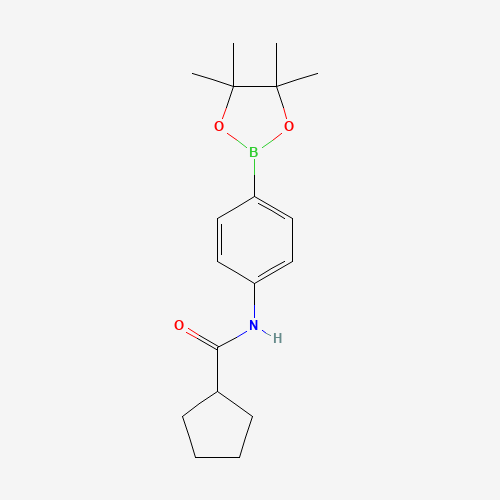 N-[4-(4,4,5,5-tetramethyl-1,3,2-dioxaborolan-2-yl)phenyl]cyclopentanecarboxamide (CAS: 799293-93-9) - Chemical Structure and Molecular Formula 