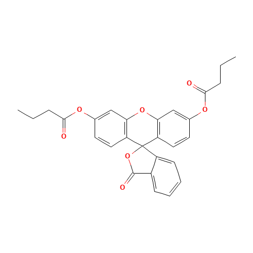 (6'-butanoyloxy-3-oxospiro[2-benzofuran-1,9'-xanthene]-3'-yl) butanoate (CAS: 7298-65-9) - Chemical Structure and Molecular Formula 
