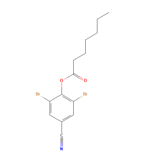 (2,6-dibromo-4-cyanophenyl) heptanoate (CAS: 56634-95-8) - Chemical Structure and Molecular Formula 