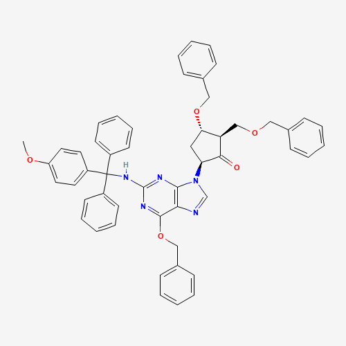 (2R,3S,5S)-5-[2-[[(4-methoxyphenyl)-diphenylmethyl]amino]-6-phenylmethoxypurin-9-yl]-3-phenylmethoxy-2-(phenylmethoxymethyl)cyclopentan-1-one (CAS: 142217-79-6) - Related Chemical Product