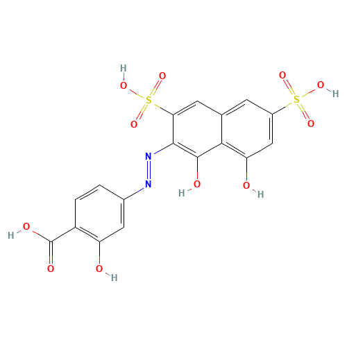 2-hydroxy-4-[(2Z)-2-(8-hydroxy-1-oxo-3,6-disulfonaphthalen-2-ylidene)hydrazinyl]benzoic acid (CAS: 36913-07-2) - Chemical Structure and Molecular Formula 
