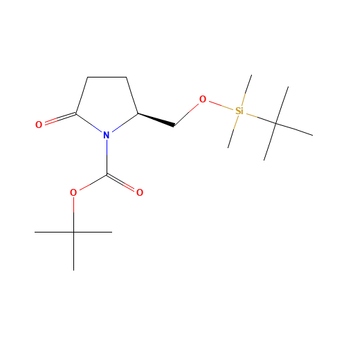 tert-butyl (2S)-2-[[tert-butyl(dimethyl)silyl]oxymethyl]-5-oxopyrrolidine-1-carboxylate (CAS: 81658-26-6) - Chemical Structure and Molecular Formula 