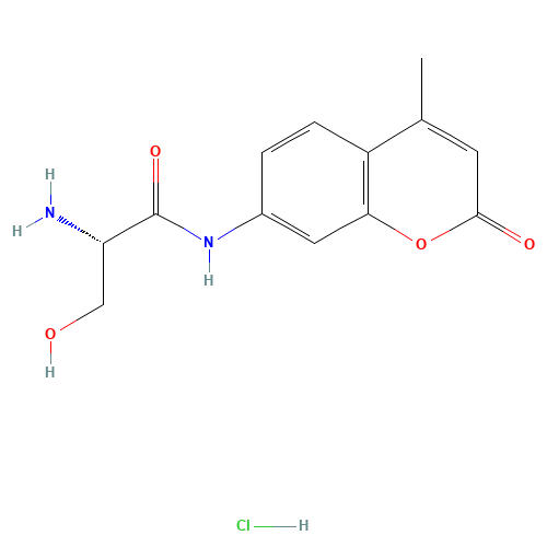 (2S)-2-amino-3-hydroxy-N-(4-methyl-2-oxochromen-7-yl)propanamide;hydrochloride (CAS: 115918-60-0) - Chemical Structure and Molecular Formula 