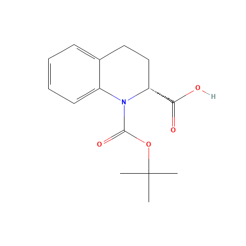 (2R)-1-[(2-methylpropan-2-yl)oxycarbonyl]-3,4-dihydro-2H-quinoline-2-carboxylic acid (CAS: 1187931-75-4) - Chemical Structure and Molecular Formula 
