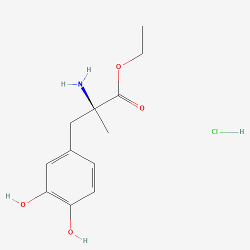 ethyl (2S)-2-amino-3-(3,4-dihydroxyphenyl)-2-methylpropanoate;hydrochloride (CAS: 2508-79-4) - Chemical Structure and Molecular Formula 