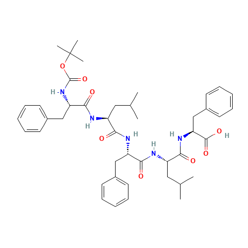 (2S)-2-[[(2S)-4-methyl-2-[[(2S)-2-[[(2S)-4-methyl-2-[[(2S)-2-[(2-methylpropan-2-yl)oxycarbonylamino]-3-phenylpropanoyl]amino]pentanoyl]amino]-3-phenylpropanoyl]amino]pentanoyl]amino]-3-phenylpropanoic acid (CAS: 73572-58-4) - Chemical Structure and Molecular Formula 