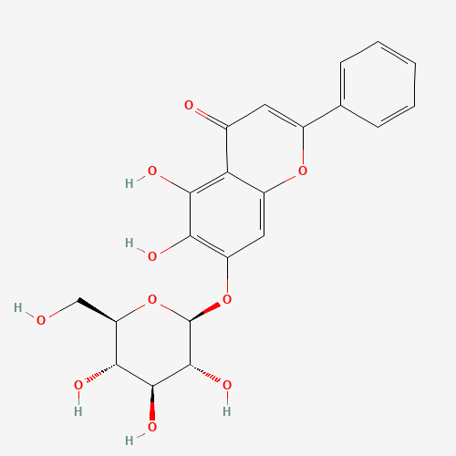 5,6-dihydroxy-2-phenyl-7-[(2S,3R,4S,5S,6R)-3,4,5-trihydroxy-6-(hydroxymethyl)oxan-2-yl]oxychromen-4-one (CAS: 57396-78-8) - Related Chemical Product