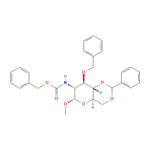 benzyl N-[(4aR,6S,7R,8R,8aS)-6-methoxy-2-phenyl-8-phenylmethoxy-4,4a,6,7,8,8a-hexahydropyrano[3,2-d][1,3]dioxin-7-yl]carbamate (CAS: 87907-34-4) - Related Chemical Product
