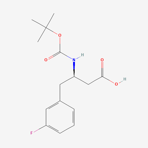 (3R)-4-(3-fluorophenyl)-3-[(2-methylpropan-2-yl)oxycarbonylamino]butanoic acid (CAS: 331763-66-7) - Chemical Structure and Molecular Formula 
