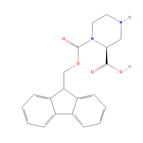 (2S)-1-(9H-fluoren-9-ylmethoxycarbonyl)piperazine-2-carboxylic acid (CAS: 915749-50-7) - Chemical Structure and Molecular Formula 