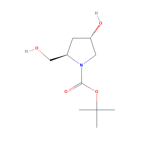 tert-butyl (2R,4S)-4-hydroxy-2-(hydroxymethyl)pyrrolidine-1-carboxylate (CAS: 77450-03-4) - Chemical Structure and Molecular Formula 