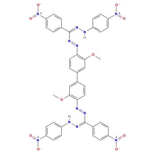N-[2-methoxy-4-[3-methoxy-4-[[(Z)-N-(4-nitroanilino)-C-(4-nitrophenyl)carbonimidoyl]diazenyl]phenyl]phenyl]imino-4-nitro-N'-(4-nitroanilino)benzenecarboximidamide (CAS: 19333-63-2) - Related Chemical Product