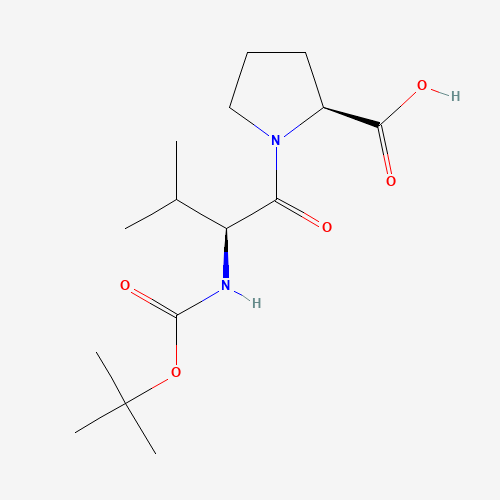 (2S)-1-[(2S)-3-methyl-2-[(2-methylpropan-2-yl)oxycarbonylamino]butanoyl]pyrrolidine-2-carboxylic acid (CAS: 23361-28-6) - Chemical Structure and Molecular Formula 