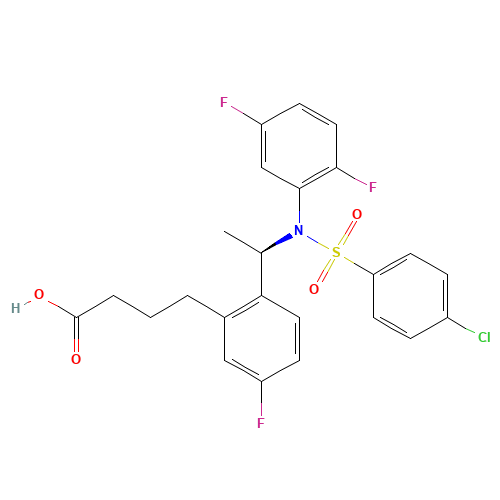 4-[2-[(1R)-1-(N-(4-chlorophenyl)sulfonyl-2,5-difluoroanilino)ethyl]-5-fluorophenyl]butanoic acid (CAS: 290315-45-6) - Related Chemical Product