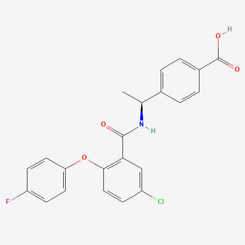 4-[(1S)-1-[[5-chloro-2-(4-fluorophenoxy)benzoyl]amino]ethyl]benzoic acid (CAS: 847728-01-2) - Chemical Structure and Molecular Formula 