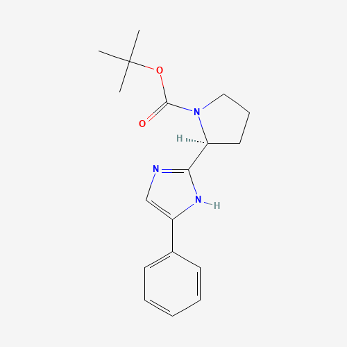 tert-butyl (2S)-2-(5-phenyl-1H-imidazol-2-yl)pyrrolidine-1-carboxylate (CAS: 1252037-59-4) - Chemical Structure and Molecular Formula 
