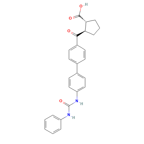 (1R,2R)-2-[4-[4-(phenylcarbamoylamino)phenyl]benzoyl]cyclopentane-1-carboxylic acid (CAS: 959122-11-3) - Chemical Structure and Molecular Formula 