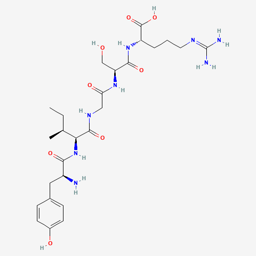(2S)-2-[[(2S)-2-[[2-[[(2S,3S)-2-[[(2S)-2-amino-3-(4-hydroxyphenyl)propanoyl]amino]-3-methylpentanoyl]amino]acetyl]amino]-3-hydroxypropanoyl]amino]-5-(diaminomethylideneamino)pentanoic acid (CAS: 110590-64-2) - Chemical Structure and Molecular Formula 
