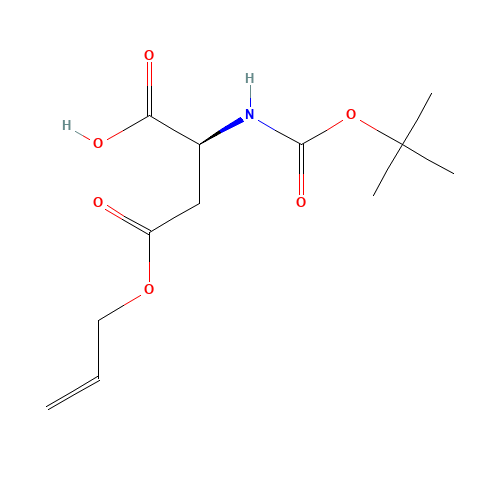 (2S)-2-[(2-methylpropan-2-yl)oxycarbonylamino]-4-oxo-4-prop-2-enoxybutanoic acid (CAS: 132286-77-2) - Chemical Structure and Molecular Formula 